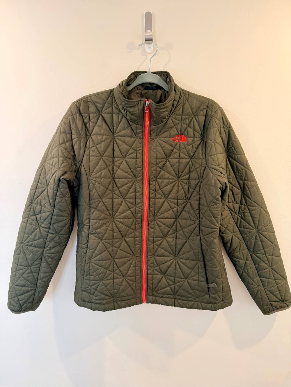 The North Face Womens Quilted Jacket Green Orange Full Zip Lightweight Size XL - Picture 2 of 7